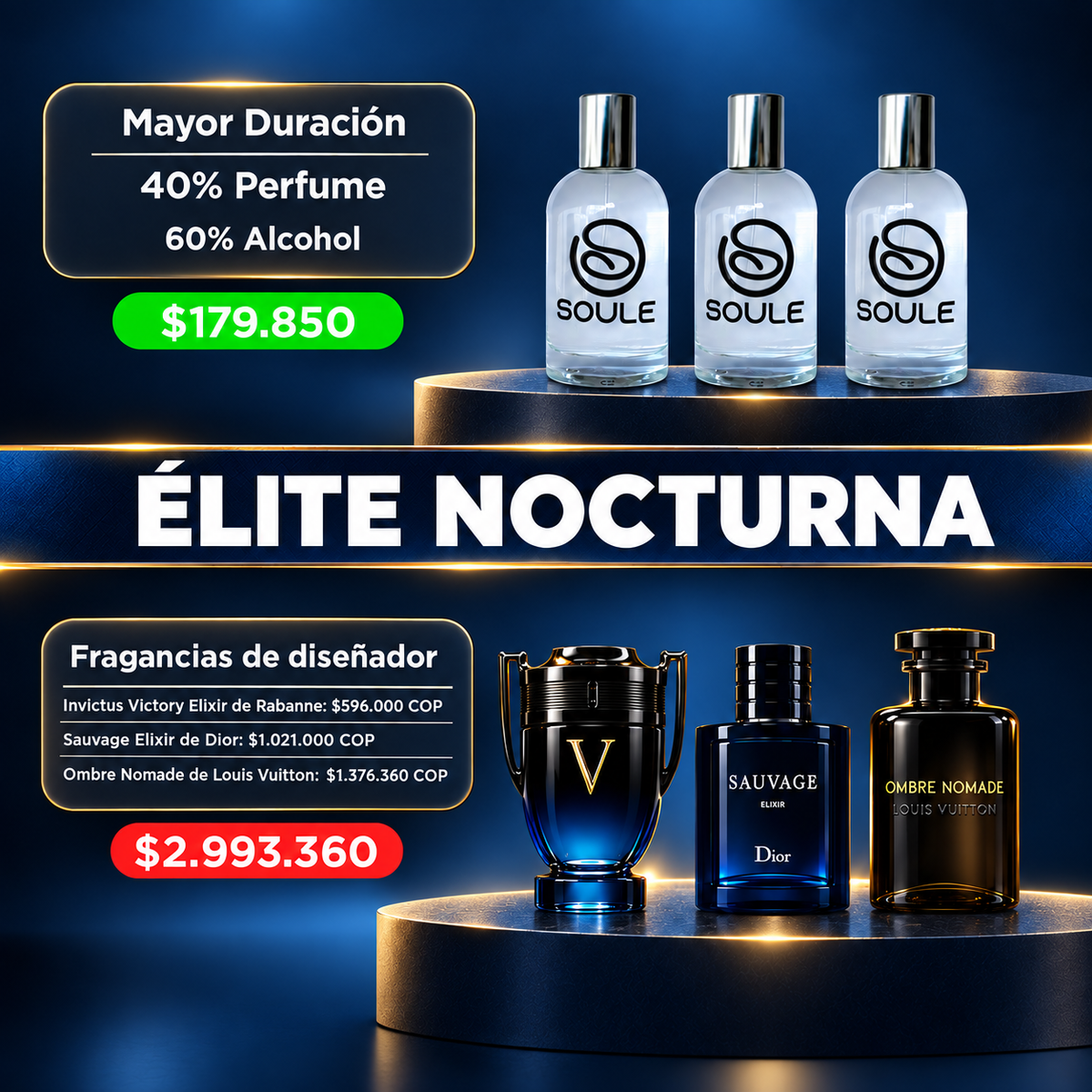 Soule Kit Élite Nocturna Hombre 3 perfumes de (50ml)
